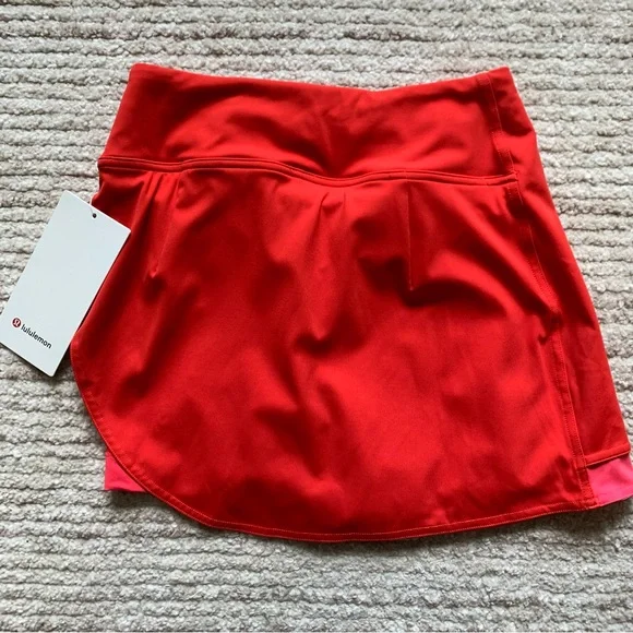 Lululemon Asymmetrical Layered High Rise Tennis Skirt Pink Red NWT Size 2 - Picture 2 of 8